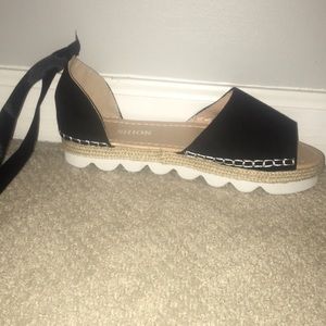 Black lace up platform sandals